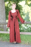 Kleid geschnürt mit Samteinsätzen - rost-rot