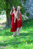 Sommerkleid - rot mit Punkten - midi