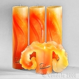Lotuskerze: Aquarell Orange Töne - 28 cm